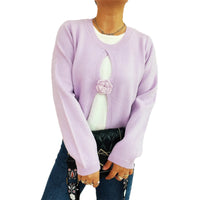 Women's Round Neck Long Sleeve Fake Two-piece Sweater