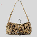 Autumn And Winter Drawstring Ruffle Zebra Stripes Underarm Bag Women