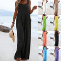 Sleeveless Solid-color Jumpsuit Multi-color Wide-leg Overalls