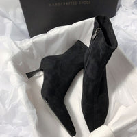 New High-heel Fashion Versatile Pointed Toe Slim Heel Simple Commuting Ankle Boots For Women