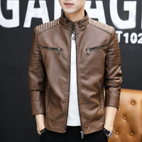 Youth Motorcycle Pu Leather Stand Collar Jacket