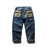 Loose Green Pocket Washed And Splashed Ink Nine-point Straight Jeans Men