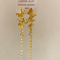 Women's Long Tassel Butterfly Earrings French Entry Lux Retro