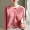 Round Neck Sweater Women's Simple All-match Cashmere Knitted Cardigan