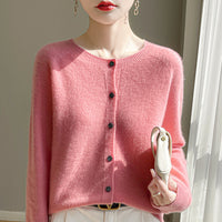 Round Neck Sweater Women's Simple All-match Cashmere Knitted Cardigan