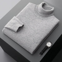 Pure Wool Sweater Men's High Collar Loose Thickened