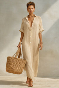 Women's Fashion Loose Casual Striped Shirt Dress