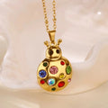 Retro Zircon-Inlaid Oil-Drip Pattern 18K Gold-Plated Choker Necklace