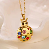 Retro Zircon-Inlaid Oil-Drip Pattern 18K Gold-Plated Choker Necklace