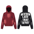 American Casual Spray Dyed Mottled Letter Printing Hooded Fleece Lined Sweater