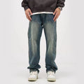 American Retro Washed Distressed Draping Jeans