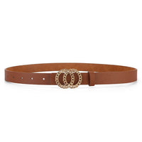 Women's Smooth Double-ring Hollow Round Buckle Belt