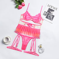 Women's Fashion Mesh Perspective Splicing Contrast Color Suit