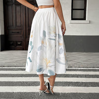 Casual Vacation Sweet Style Button-Decorated Floral Print Skirt
