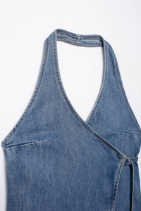 Summer Denim Hanging Collar Top Women's Small Spaghetti-strap Camisole Top