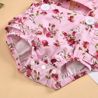 Season Girls' Printed One-piece Romper Headscarf Two-piece Set