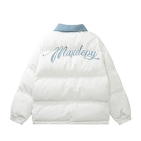 Letter Patch Loose Lapels Color Matching Cotton-padded Jacket