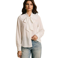 Womens Long-sleeve Pullover Shirt In Solid Color
