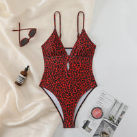 Sexy Strap Leopard Print One-Piece Bikini Swimsuit