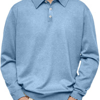 Winter Dralon Long Sleeve V-neck Buttons Men's Casual Jacket Polo Shirt