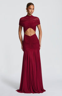 Pleated Cutout Figure-hugging Dress With A High Waist And 3D Detailing