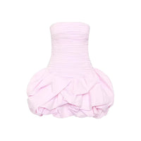 New Style Strapless Pleated Playful Short Dress For Women