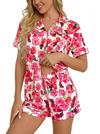 Digital-print Short-sleeve Top And Shorts Two-piece Set