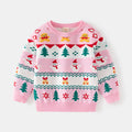 Girls' Holiday Round Neck Sweater Baby Snowman Knitted Top