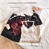 Womens Triangle Cup Bra With Chest Pads Lace Camisole