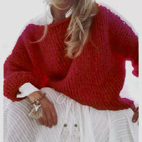 Womens Fashionable Loose Casual Knitted Sweater