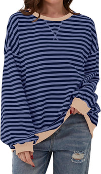 Women's Loose-fitting Casual Striped Hoodie