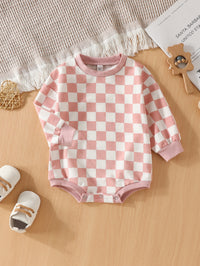 Baby Clothes Jumpsuit Triangle Chessboard Plaid Pullover Sweater