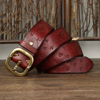 Mens Korean-style Patterned Leather Belt