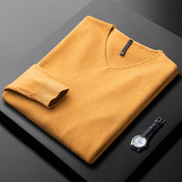 Warm V-neck Sweater Men's Slim Fit Thickened Light Business