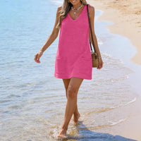 Womens V-Neck Sleeveless Beach Dress