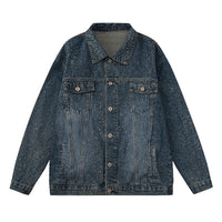 Splash-ink Splash Heavy Industry Washed Silver Hand-painted Denim Coat