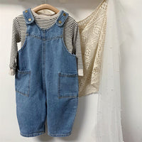 Children's Denim Suspender Pants Spring And Autumn New Boys And Girls Fashionable Loose Jumpsuit