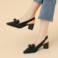 Closed Toe Bow Solid Color Summer High Heel Sandals Women Back Strap