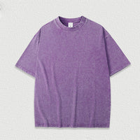 Water-washed Printed Heavyweight Pure Cotton Regular-shoulder Short-sleeve T-shirt