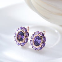 Egg Shaped Colored Zircon Polygonal Ear Buckle
