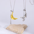 Plated Textured Moon Necklace, Minimalist Trendy All-Match Sweater Chain, Light Luxury Croissant Pendant For Women