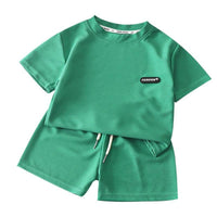 Children's Casual Suit Loose Casual Men's And Women's Short-sleeved Children's Waffle