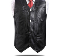 Middle-aged And Elderly Men's Top Layer Leather Vest For Fishing