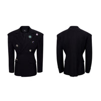 High-grade Light Luxury Metal Brooch Men's Tight Waist Crisp Wool Suit