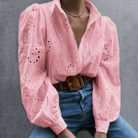 Casual Loose Fashion Hollowed-out Puff Sleeve Cardigan Top Women's Clothing