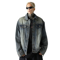Washed And Worn Denim Clothes Jacket Men's Punk