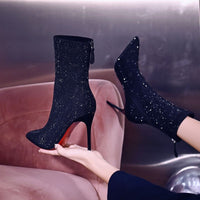 Female Solid Color Casual Martin Boots Versatile Pointed-toe