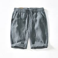 Breathable Cotton Linen Loose Beach Shorts Striped