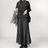 Women's Long Sleeve Pleated Skirt Fashion Suit