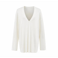 Versatile Old Money Style V-Neck Loose-Fit Long-Sleeve